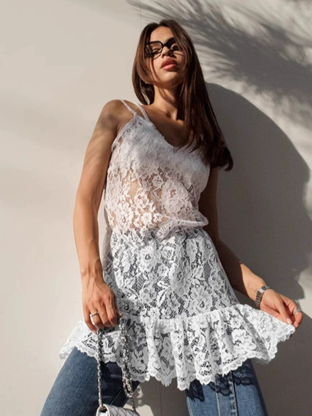 Forever 21 Lace Collar Dress Summer Layered Short Skirt